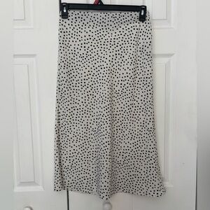 Rachel Zoe Black and Cream Polka Dot Midi Skirt